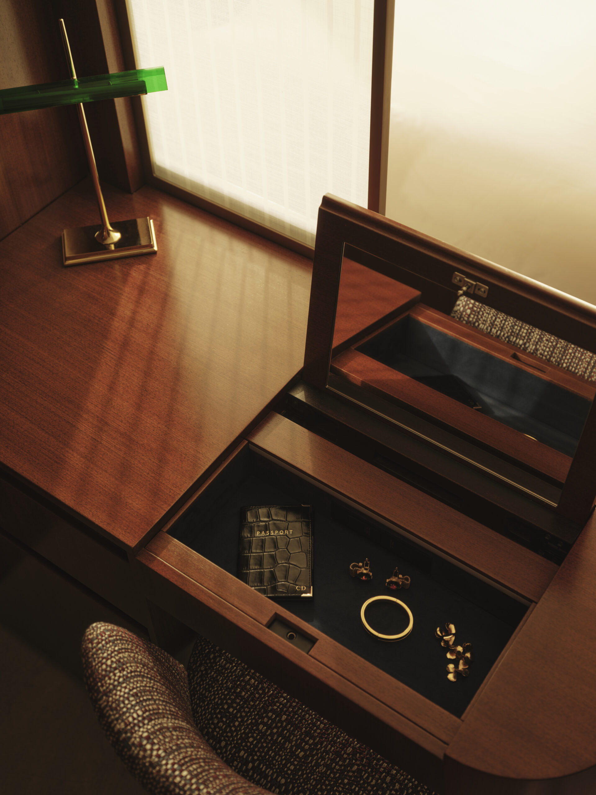 Concealed vanity in desk at The Shepherd Mayfair