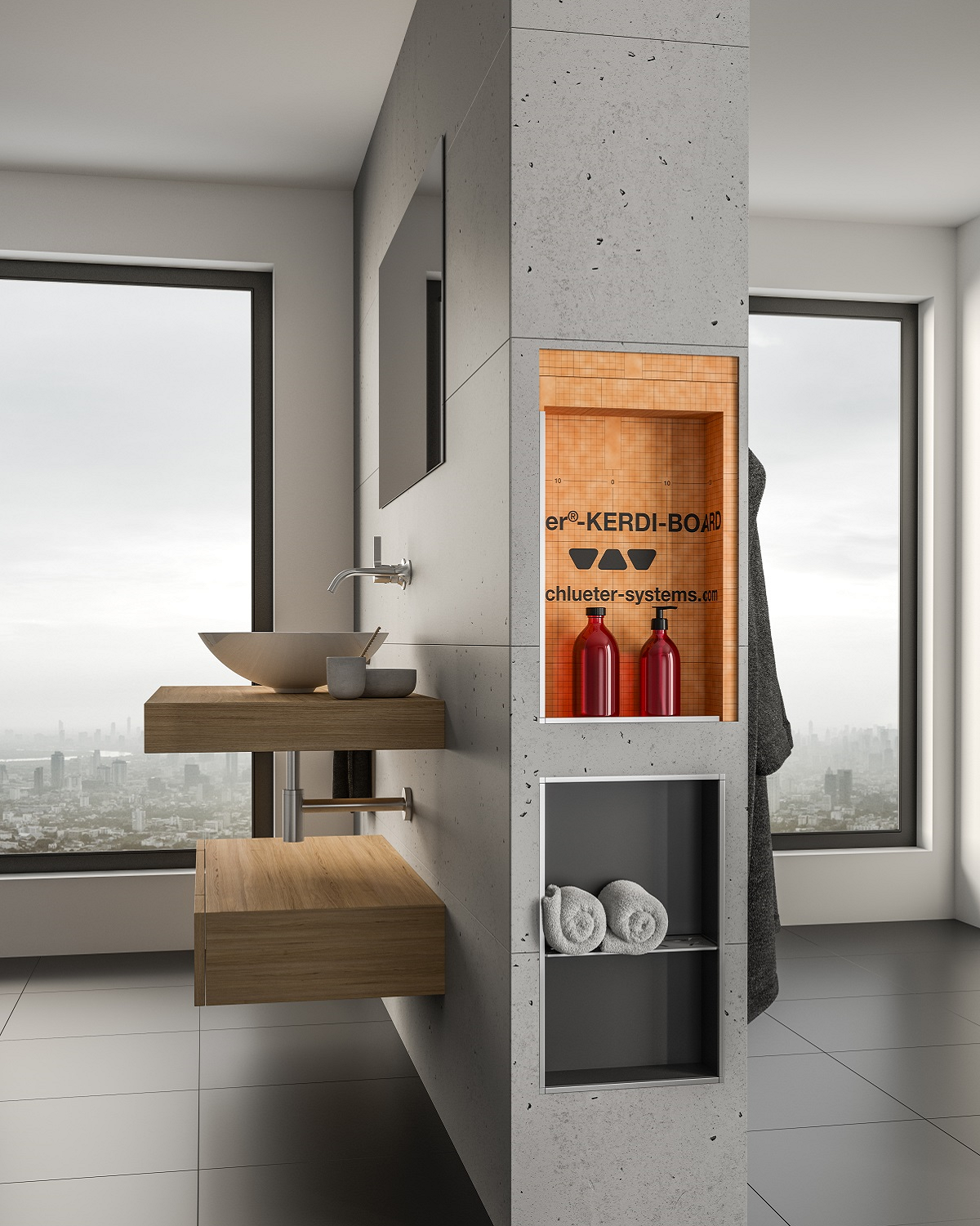 tiled bathroom niches