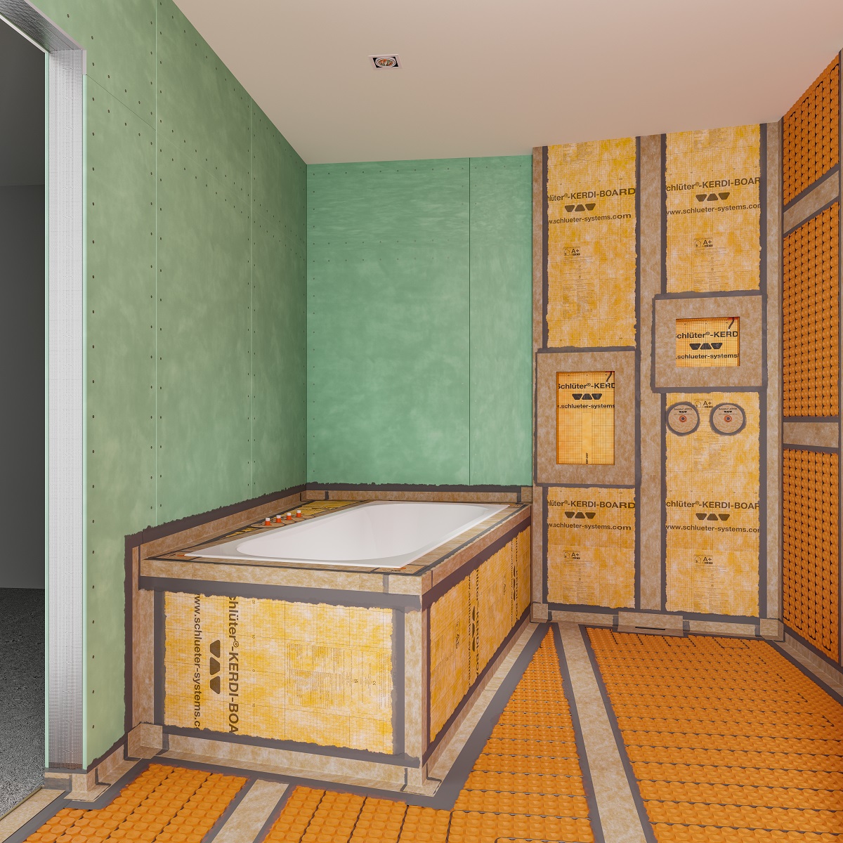 detail of bathroom design using kardiboard