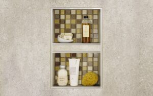 tiled niche in shower wall using kerdiboard from schluter