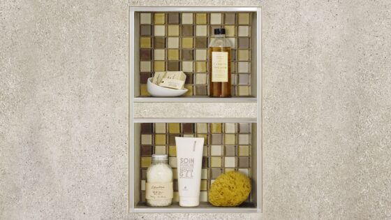 tiled niche in shower wall using kerdiboard from schluter