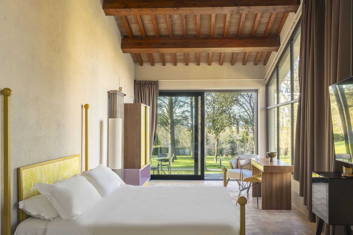 guestroom with doors onto garden