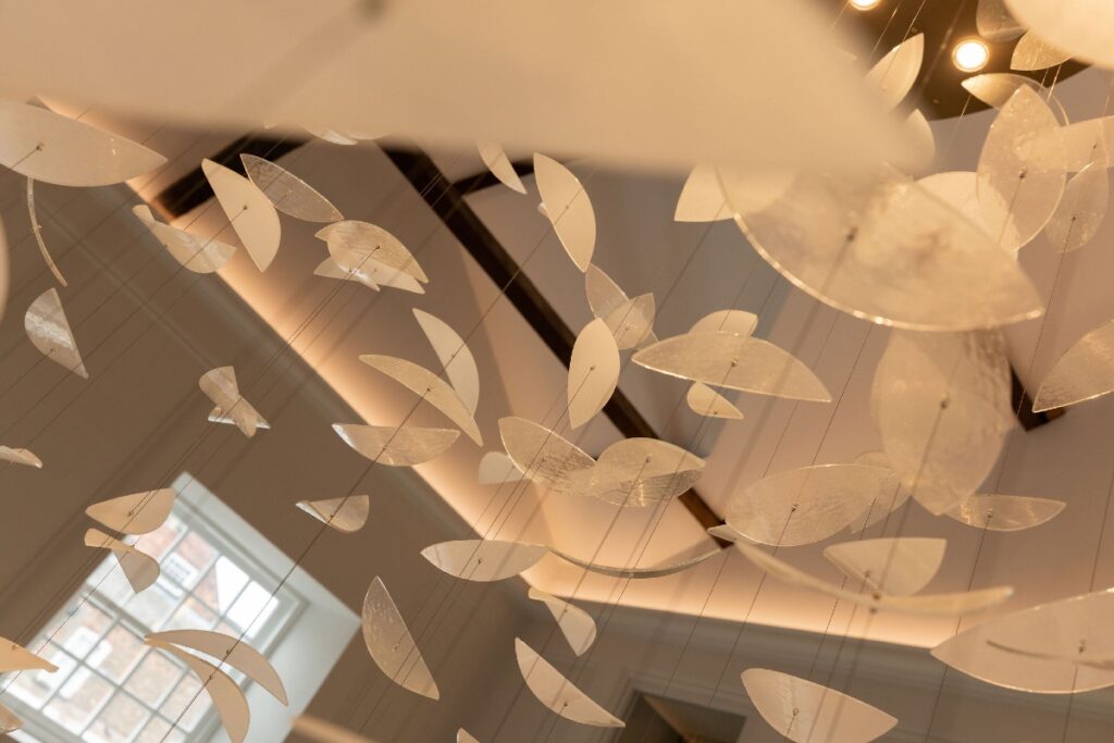 Glass Leaves chandelier close up