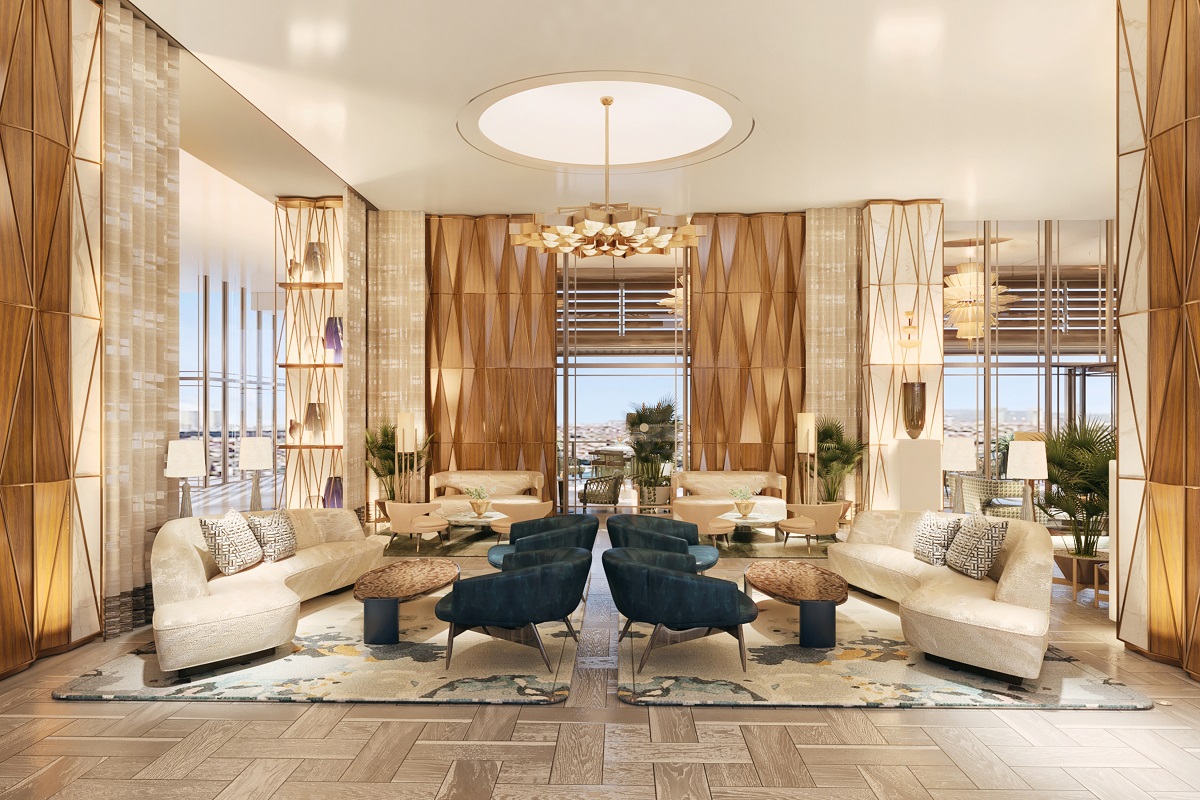 cream and gold interior details in lounge in Hilton Istanbul