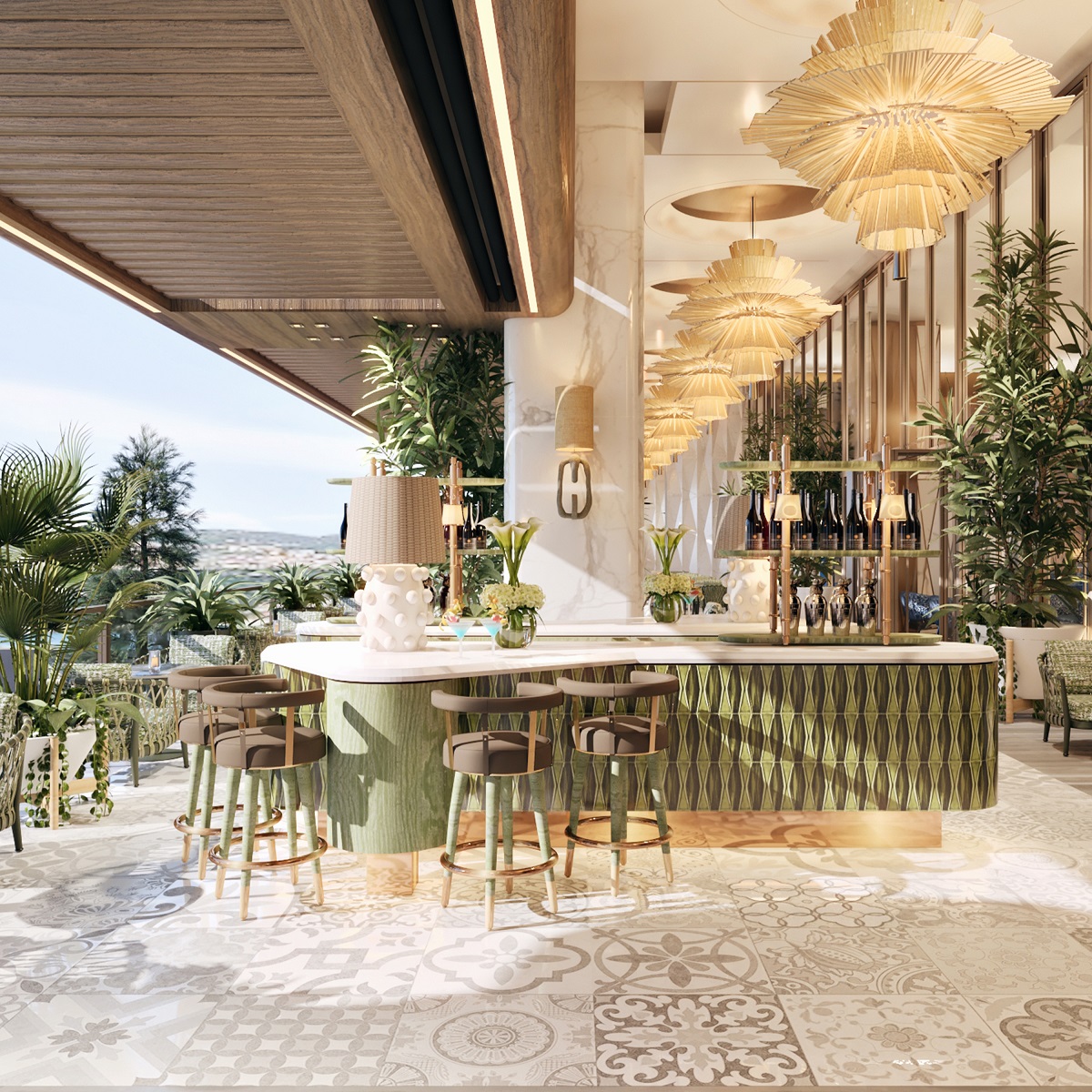 terrace and bar at Hilton Istanbul