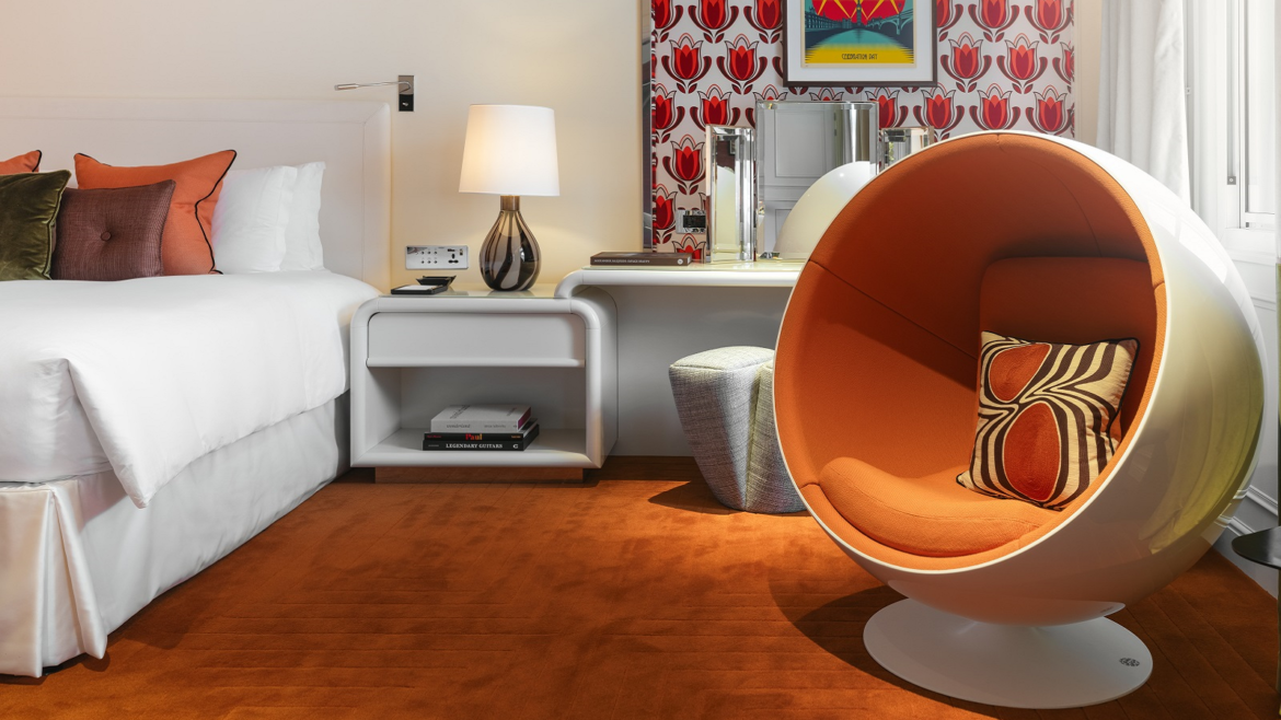 orange retro design for Suite 70 in sofitel London St James