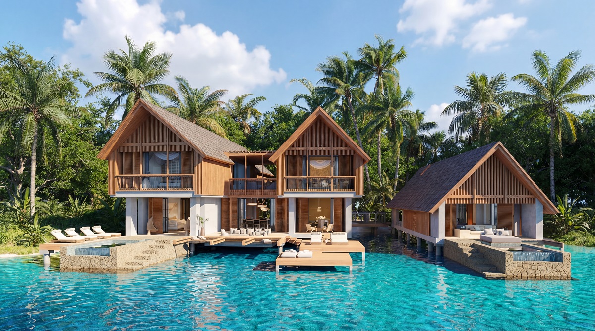Four Bedroom Exterior of six senses bungalows over water in Belize