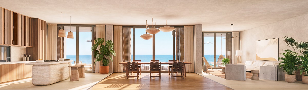 landscape of six senses belize living room with sea view