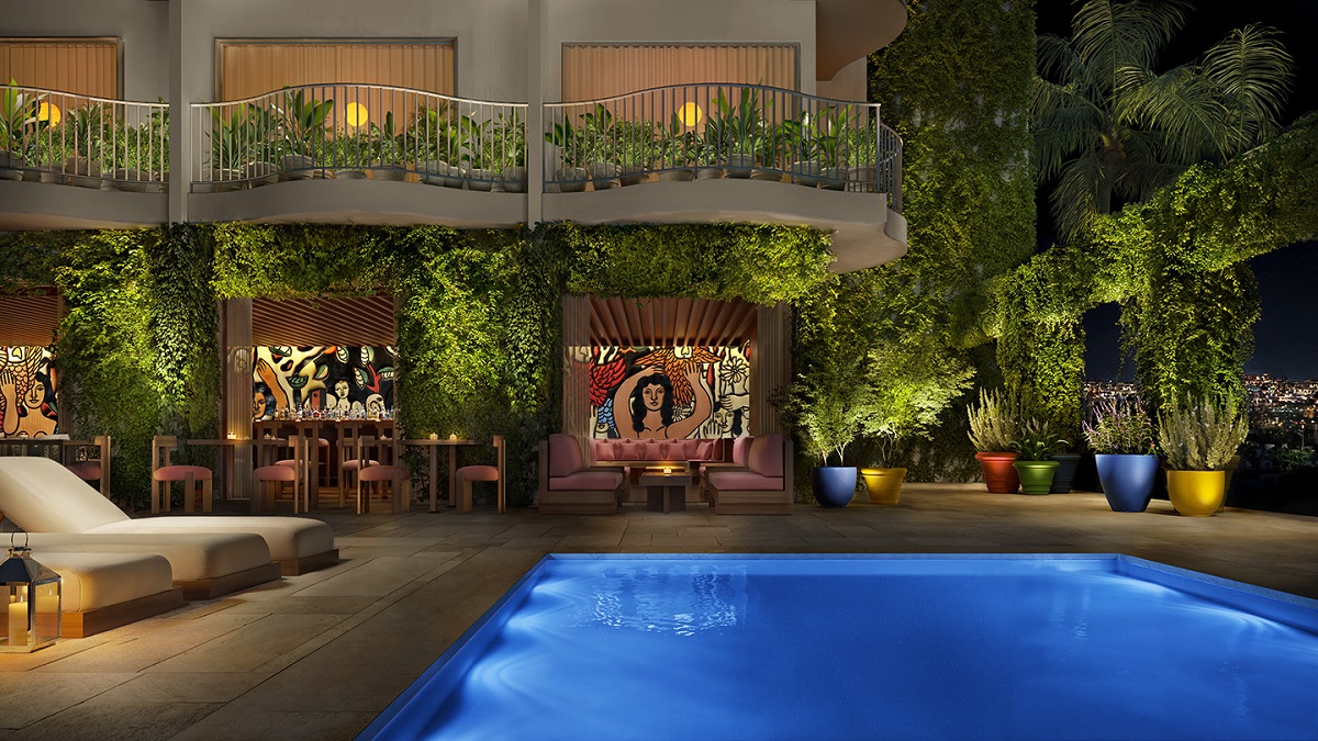 Pool Deck at PUBLIC West Hollywood - Rendering