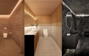 a selection of three bathroom sets in the TOTO Clerkenwell showroom