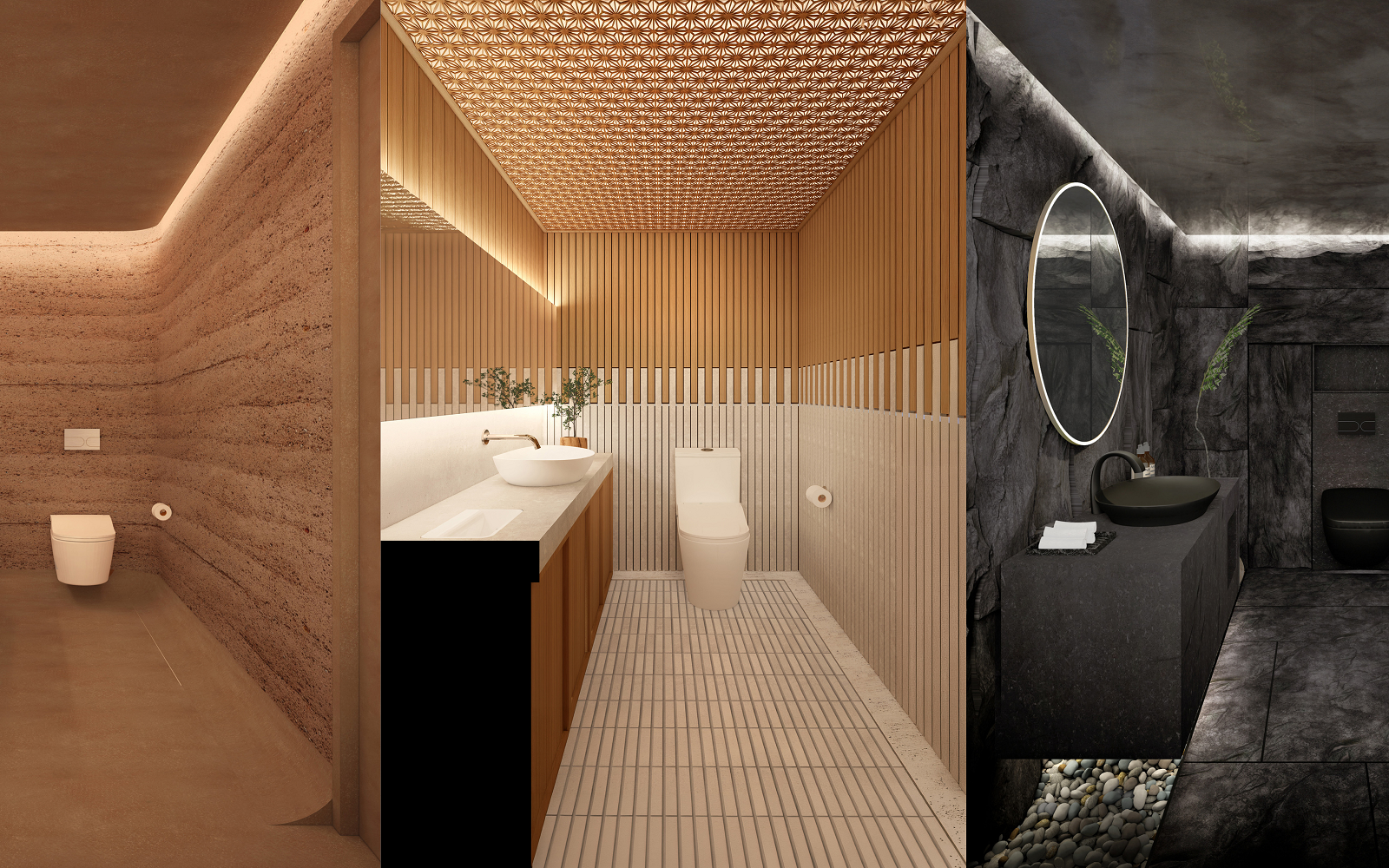 a selection of three bathroom sets in the TOTO Clerkenwell showroom