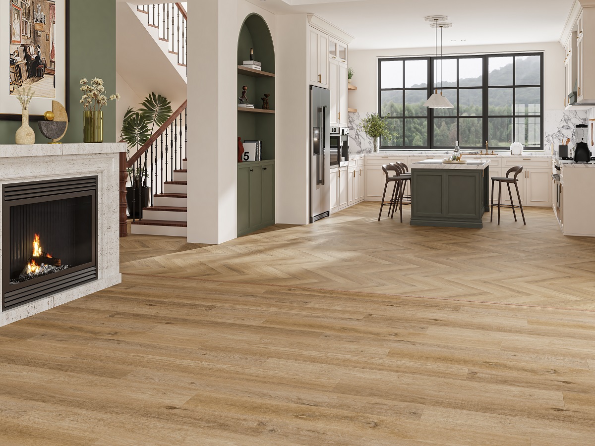 wooden floor with zoning layout