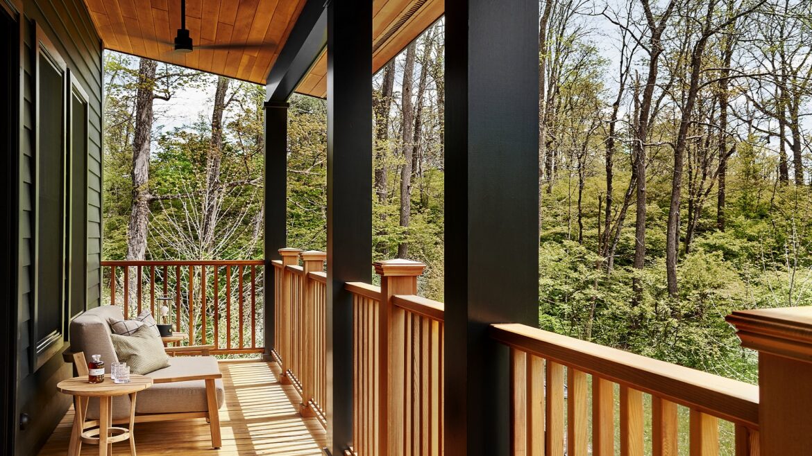wooden verandah at Troutbeck Cottages