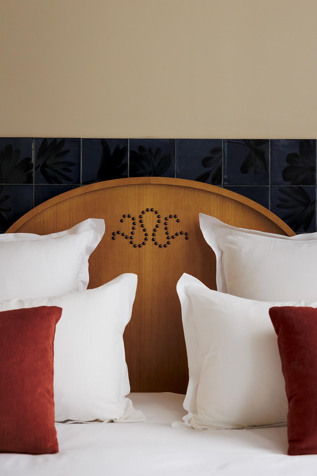 detail of bespoke headboard with octopus motif in Babel lille hotel