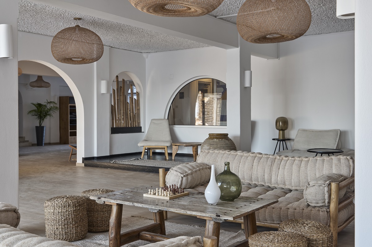 lobby with seating in Pounda Resort Paros, a member of Radisson Individuals_