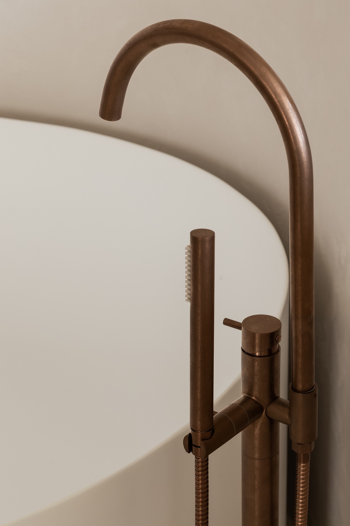 bath with freestanding brass tap block from Antique Collection by ABI Interiors