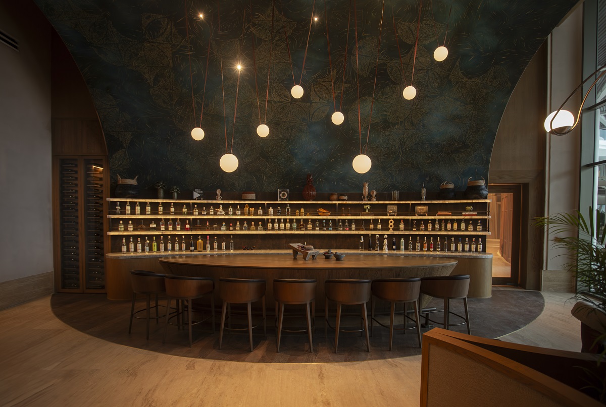 lobby bar with constellation inspired lighting ST Regis Costa Mujeres