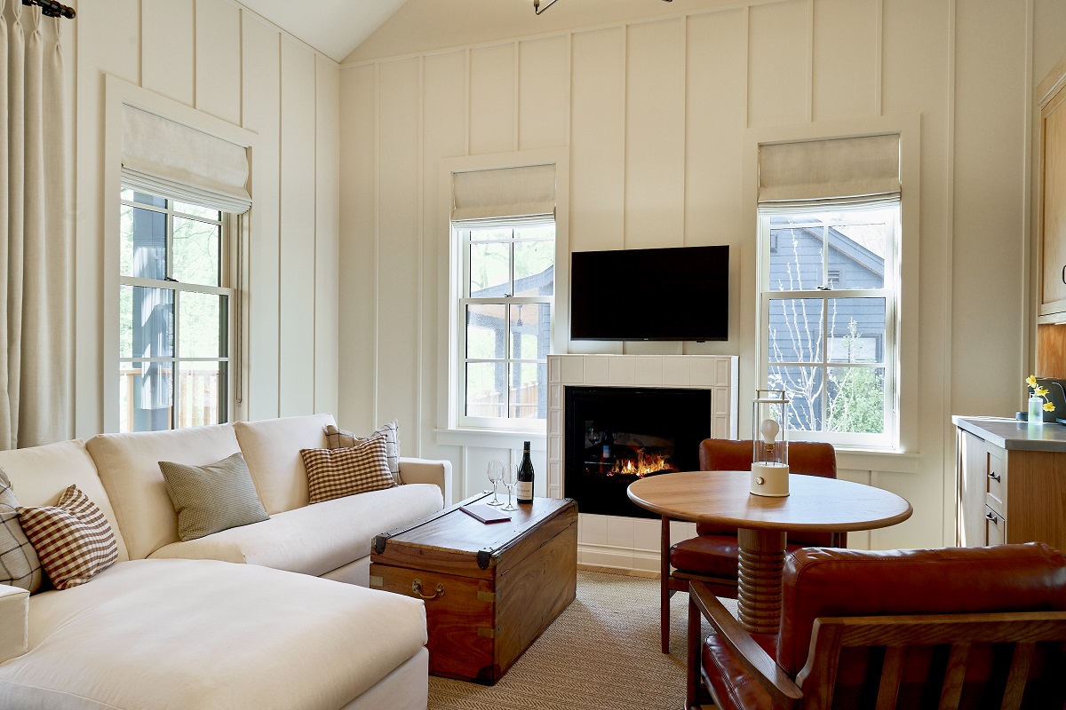 wood panelling, fireplace and forest views in Troutbeck_Cottages_