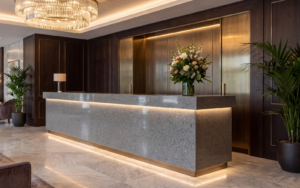 Solid surface worktop from Velstone in hotel Cosmic Asher