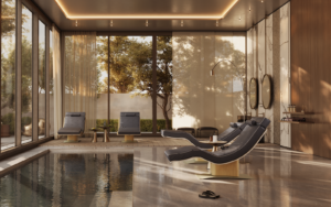harmony lounge by Lemi next to indoor spa pool