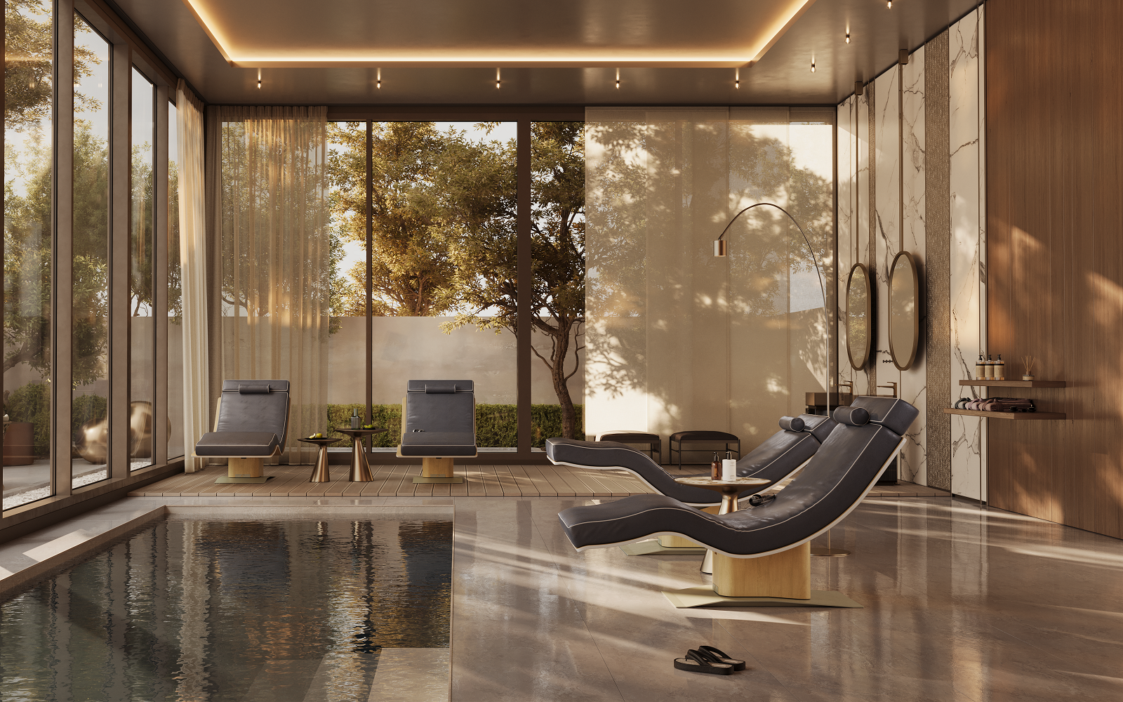 harmony lounge by Lemi next to indoor spa pool
