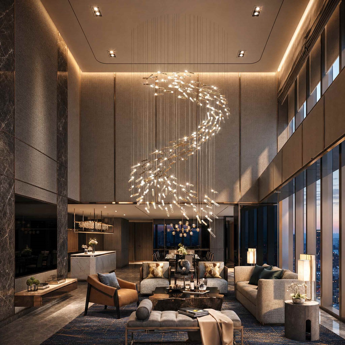 central feature chandelier in living room of hotel suite Manila makati-stay-TwoBedroomPresidentialSuite-living-area 
