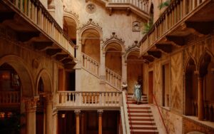 grand period staircase in Danieli, Venezia, A Four Seasons Hotel - reimaged and reopened