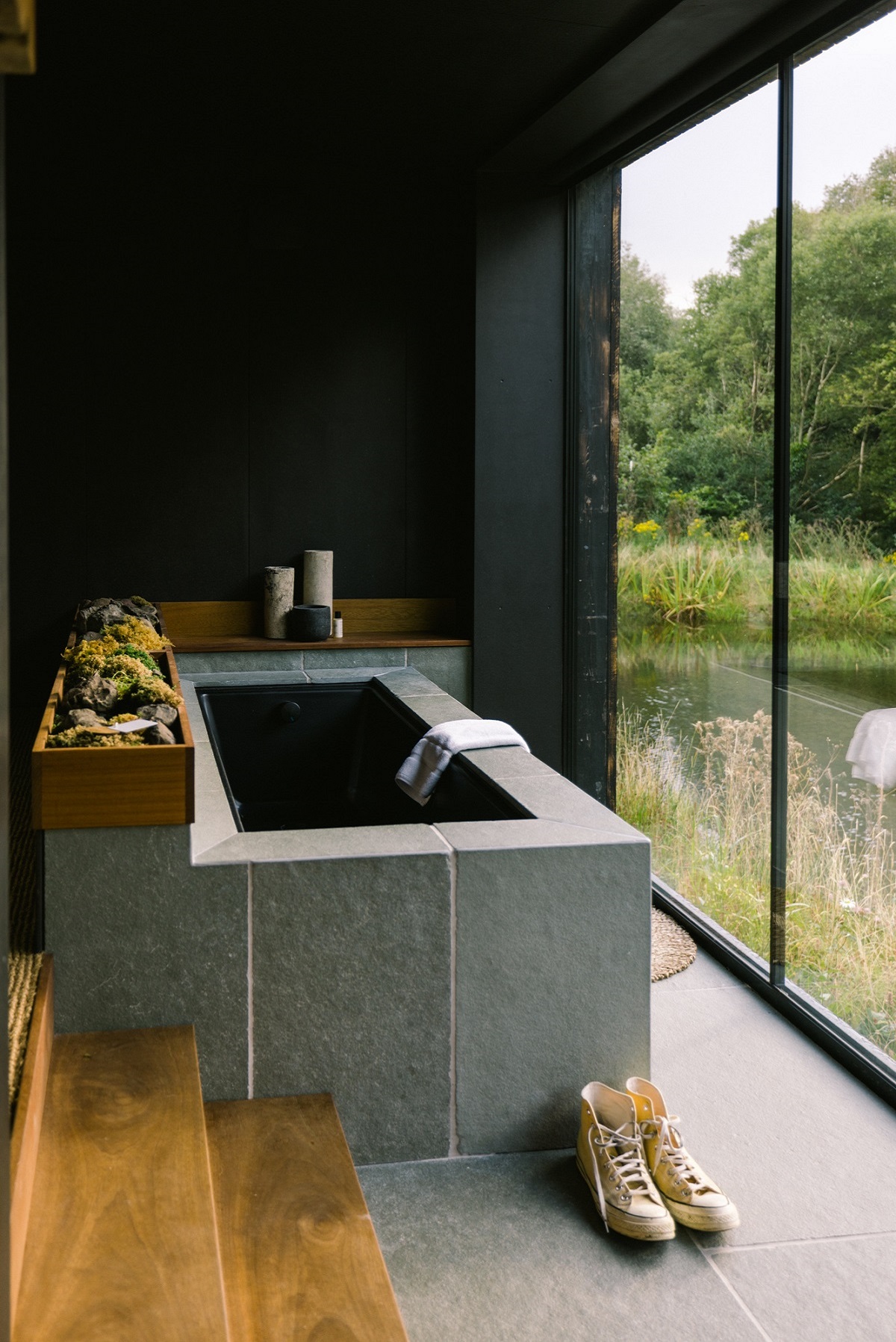 bath overlooking water and forest at Finn Lough