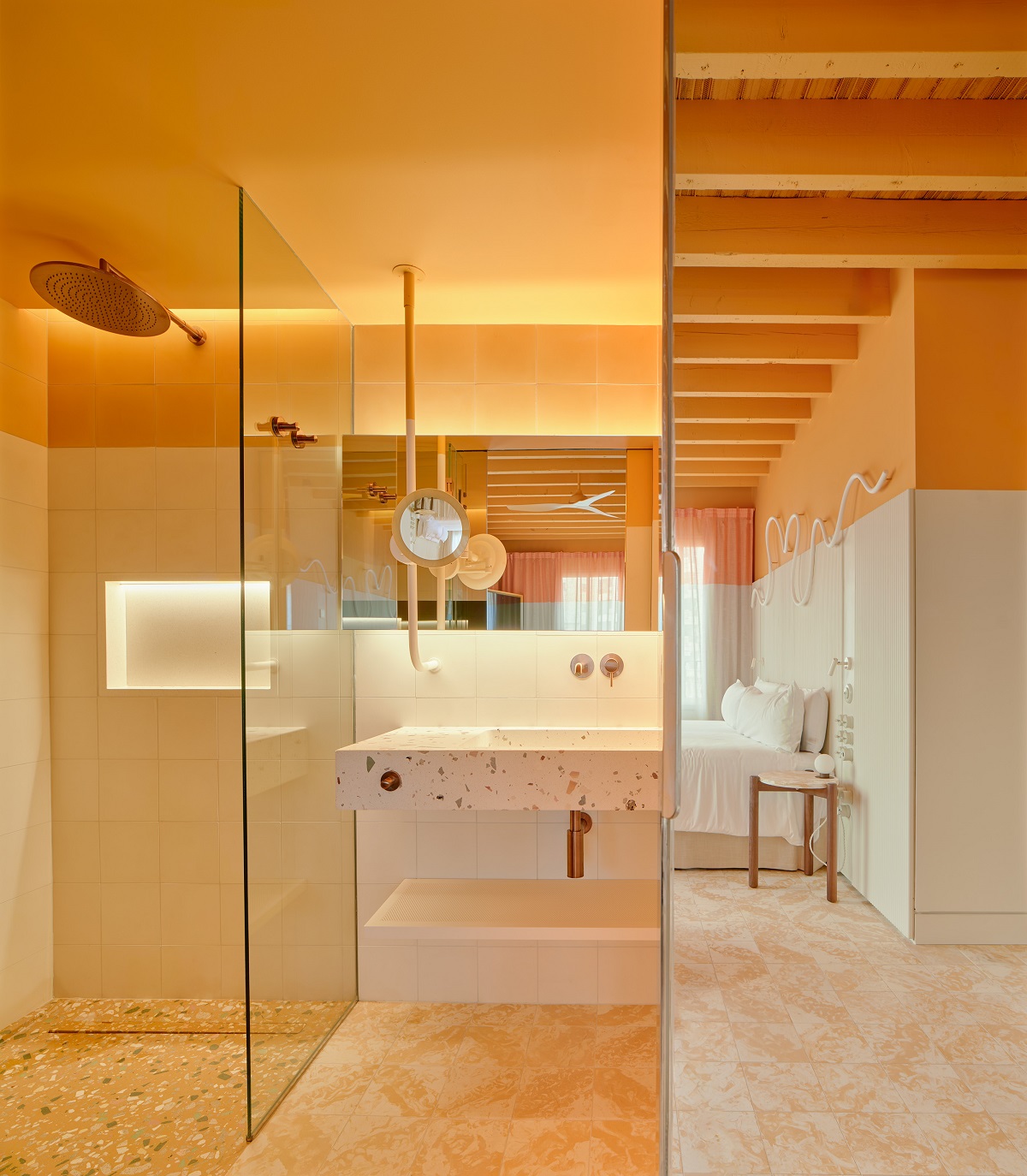 orange suite with ensuite in orange in the hotel