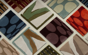 flat lay carpet samples from new collection from Richard Allan London and Roger Oates