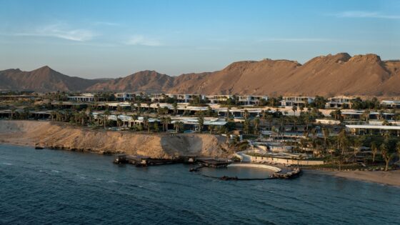 aerial view of Rosewood AMAALA - the third resort to open at AMAALA Triple Bay