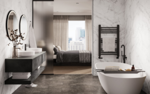 Crystal Marble Offset Tile Hotel room Grant WEstfield surfaces