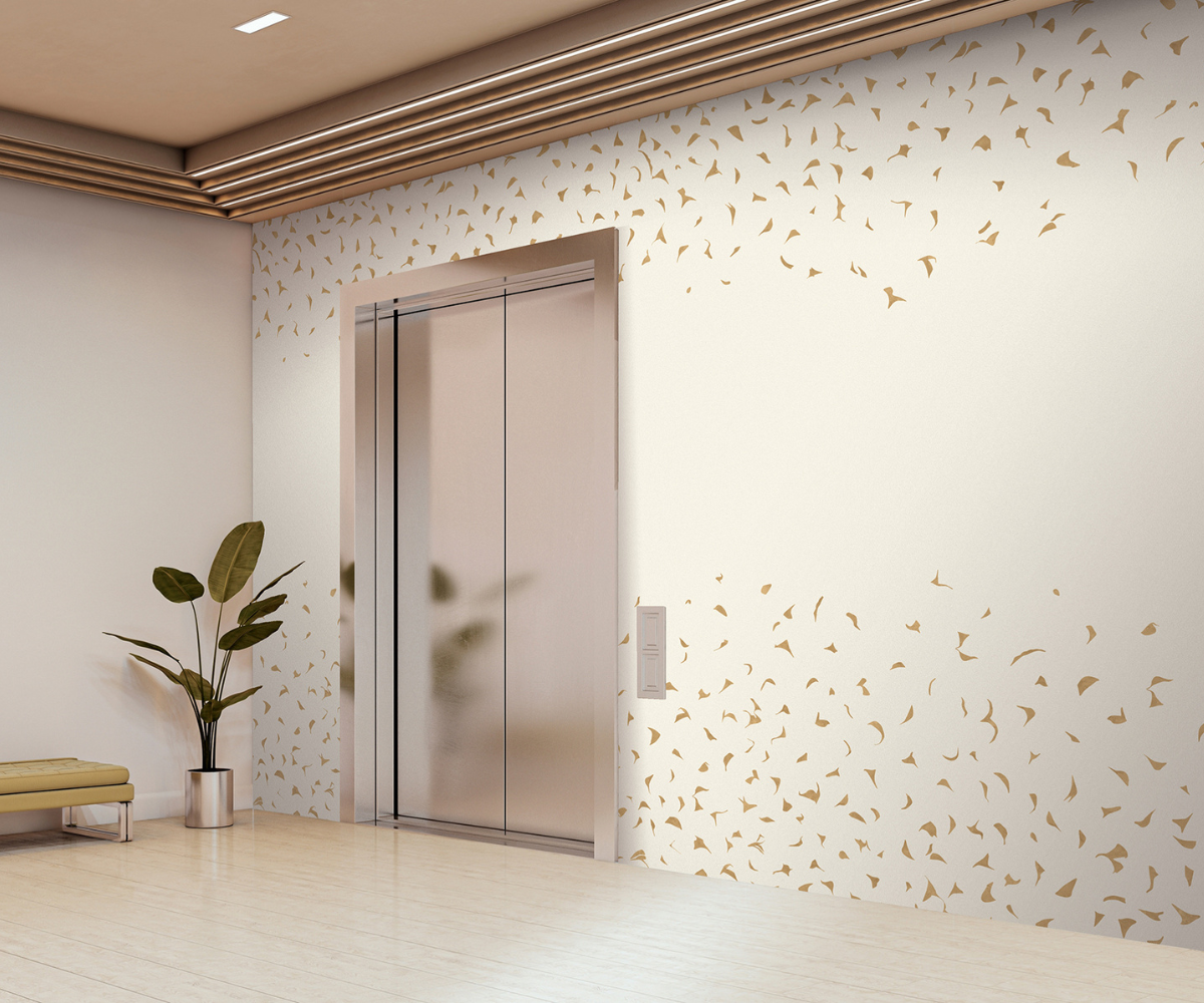 Muraspec wallcoverings, white and gold