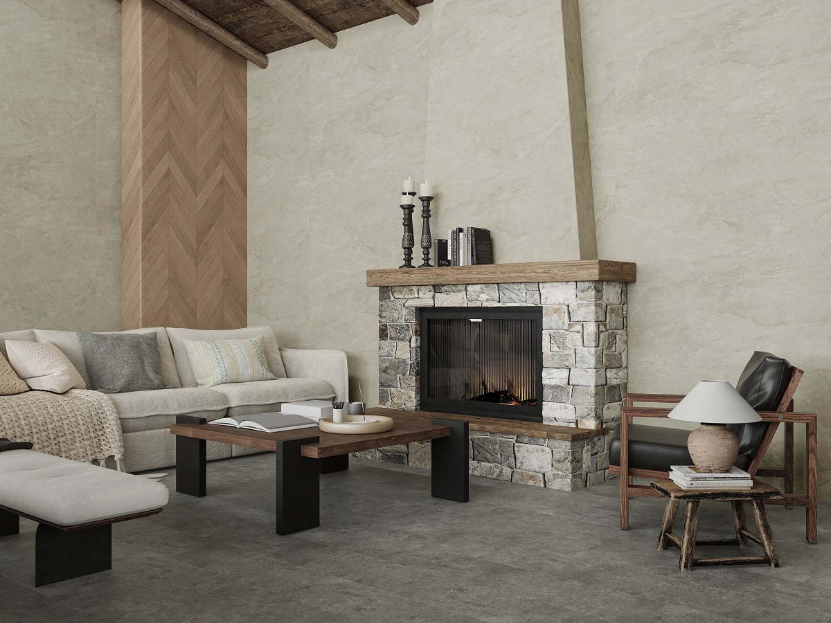 For hospitality designers, STEP GUARD FastPanel SPC wall panels slate-texture series bring the character of natural slate to contemporary interiors