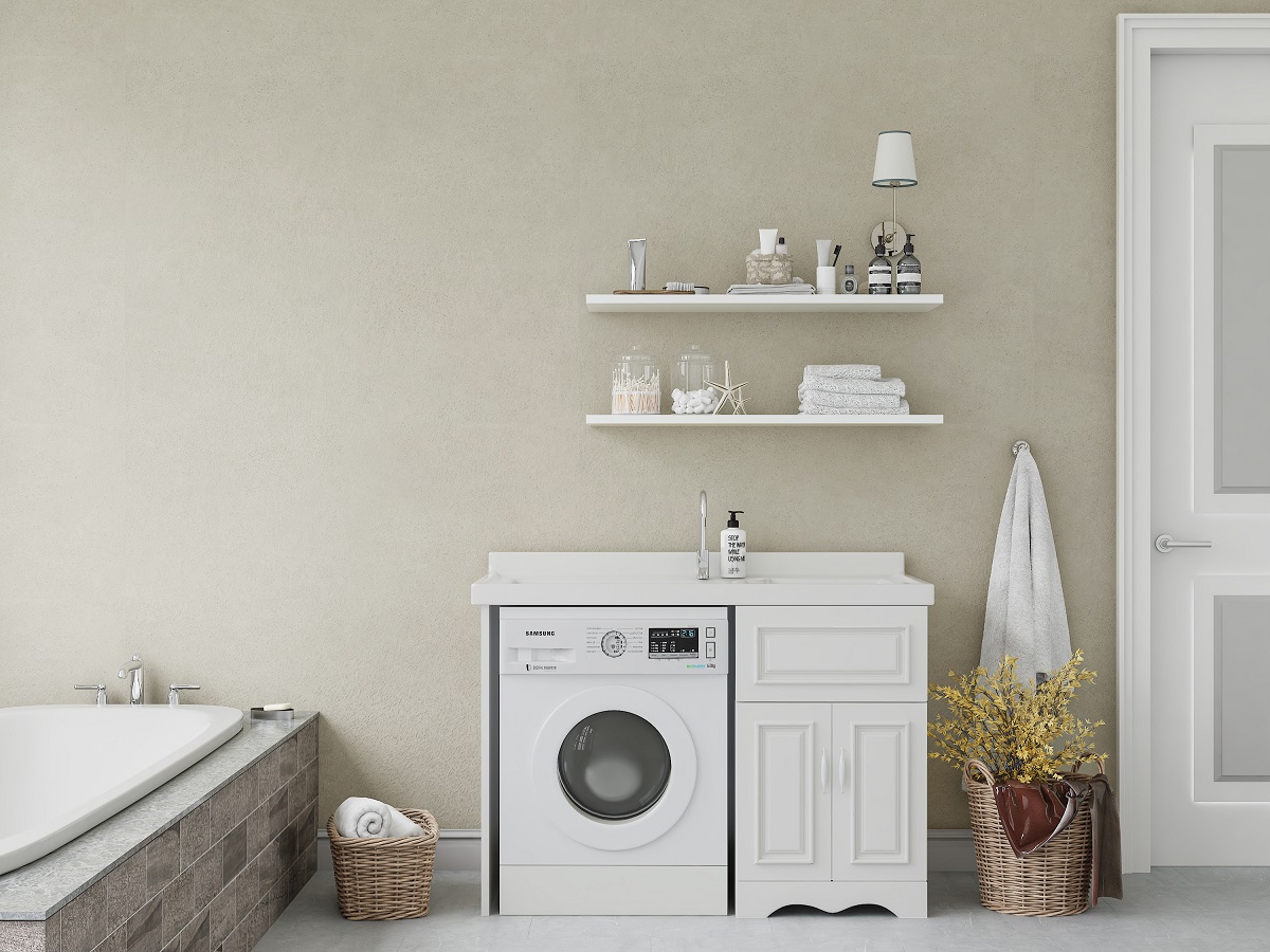bathroom and utility space with FastPanel bathroom SPC panels