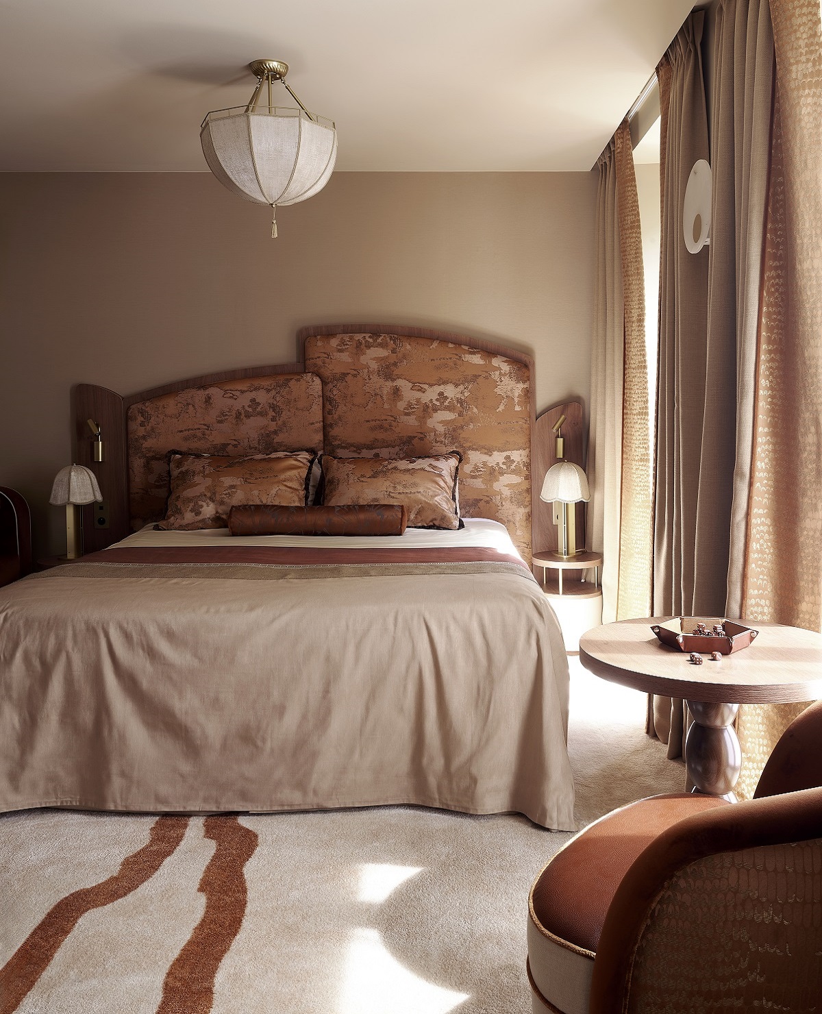 custom headboards, designed in-house by Maison Numéro 20 in Hôtel La Bourdonnais