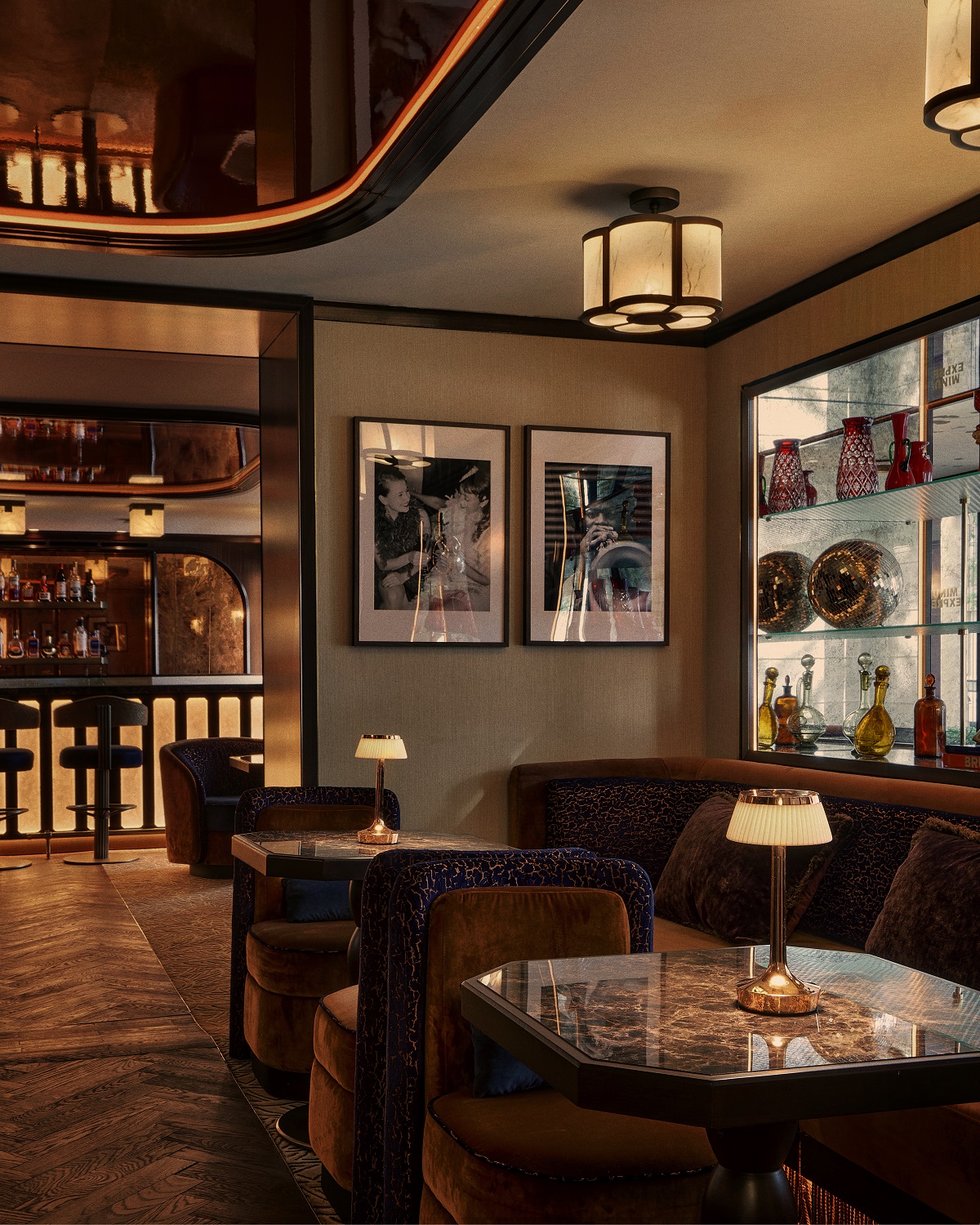 view from seating into bar in La Bourdonnais in Paris