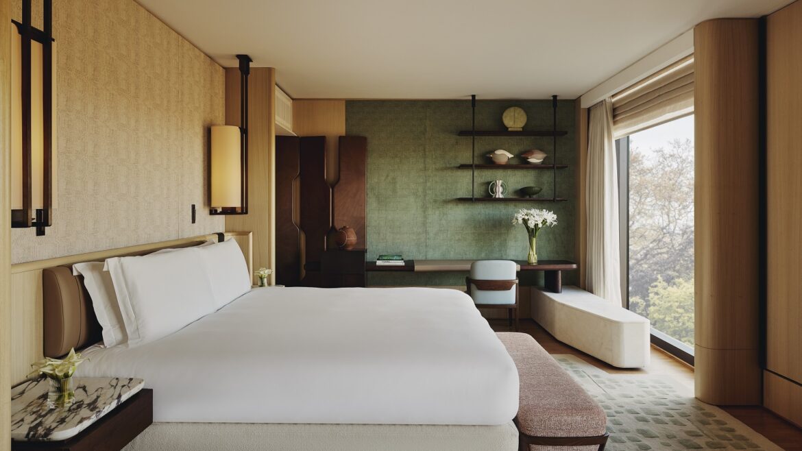 park suite in The emory with bed facing floor to ceiling window