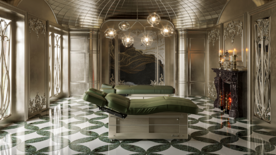 Florence Spa bed from Lemi Group in period setting with gilt and marble interior