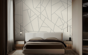 murapsec gilded edge wallcovering behind bed
