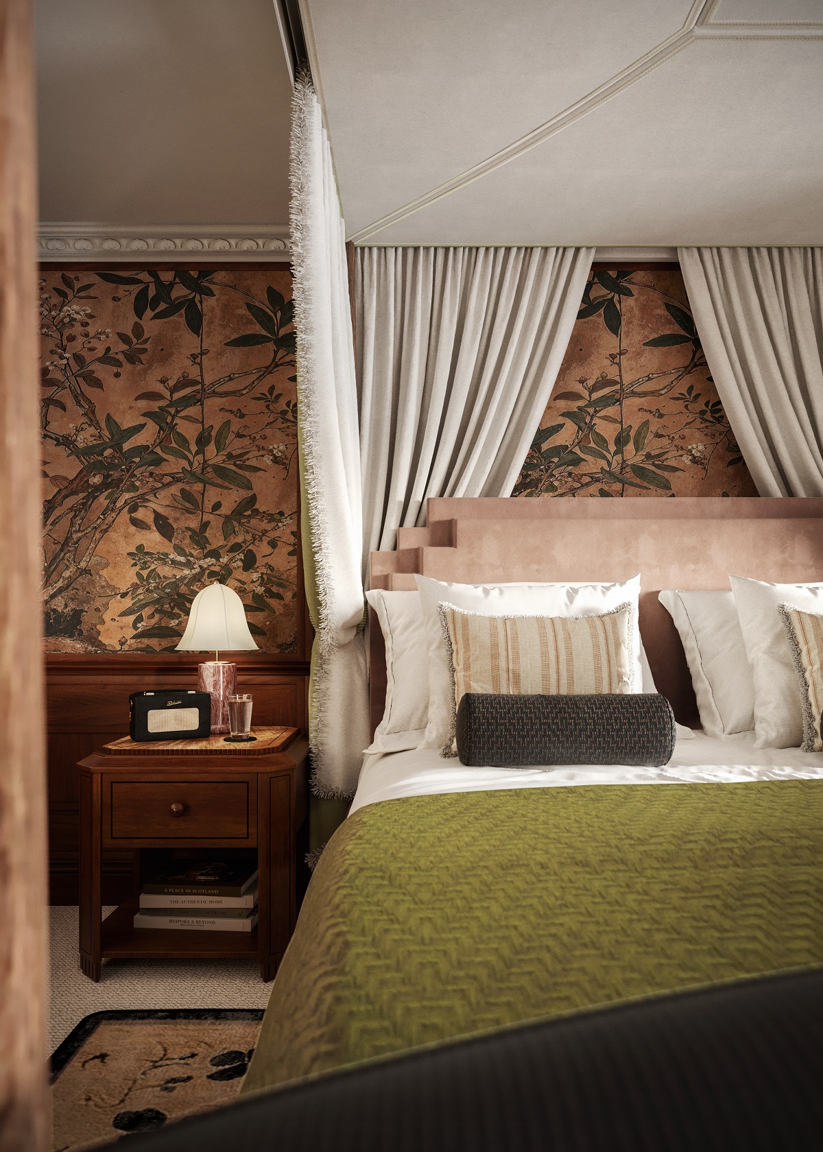 bedroom detail - The Tower - Gleneagles - Vignette of Bedroom Render