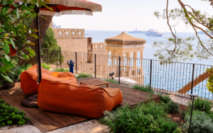 orange cushions on private terrace at Villa Argentina
