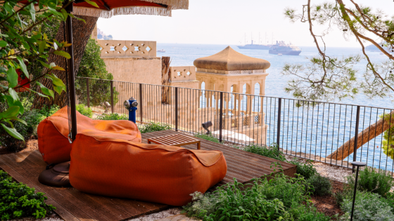 orange cushions on private terrace at Villa Argentina