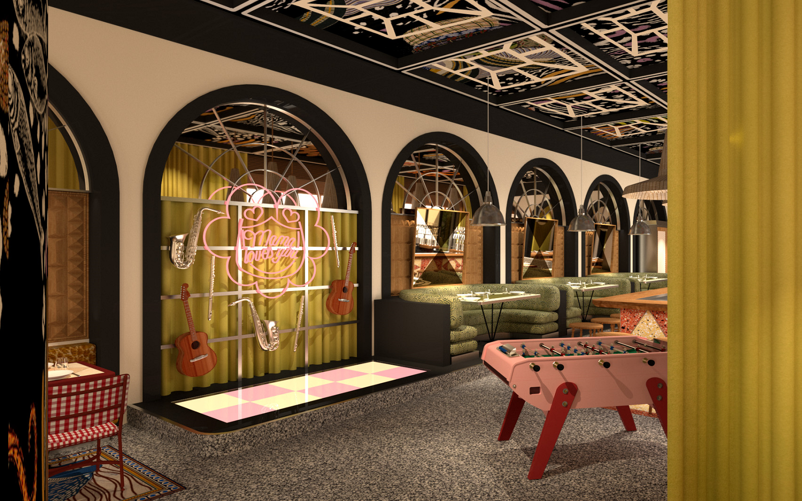 proposed restaurant space in Mama Shelter Porto from Ennismore