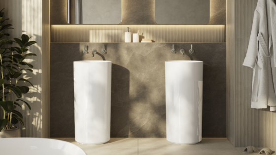 two freestanding basins from the Kerid Collection Victoria+Albert for House of Rohl