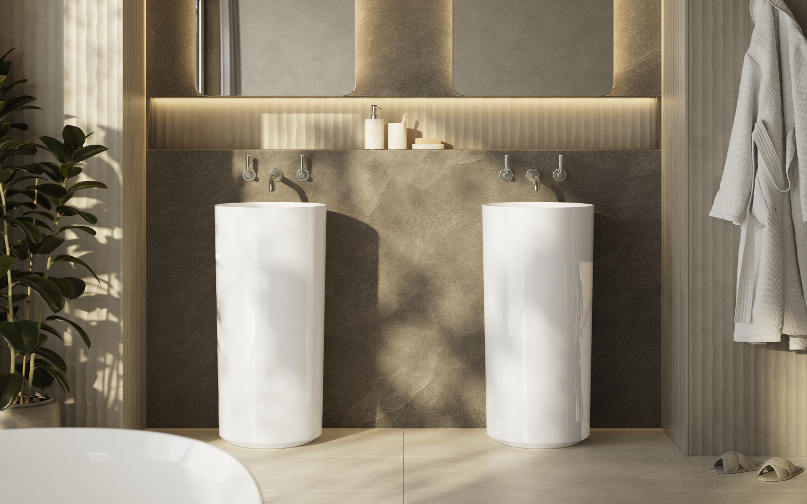 two freestanding basins from the Kerid Collection Victoria+Albert for House of Rohl