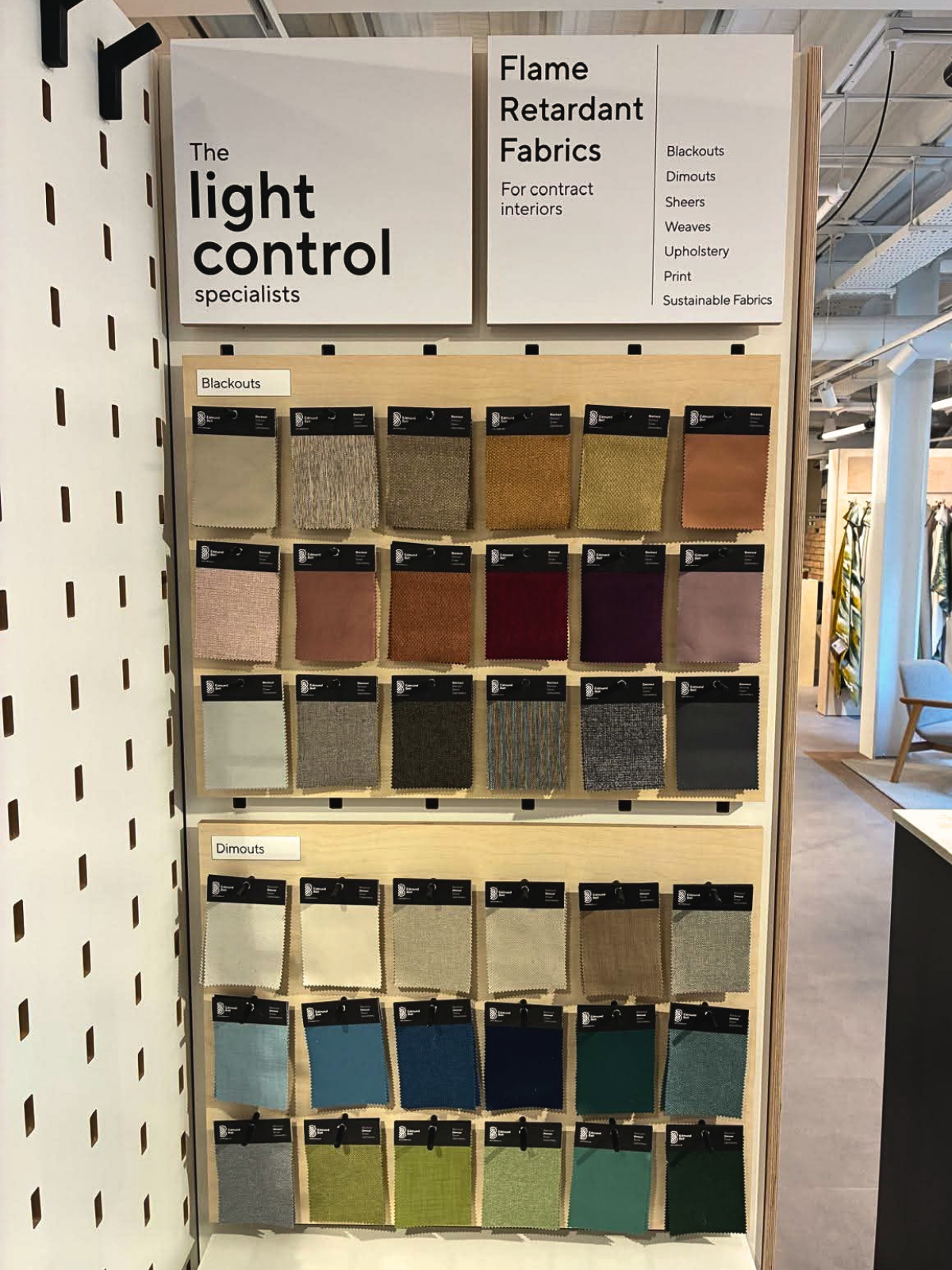 Edmund Bell fabric display in Material Source