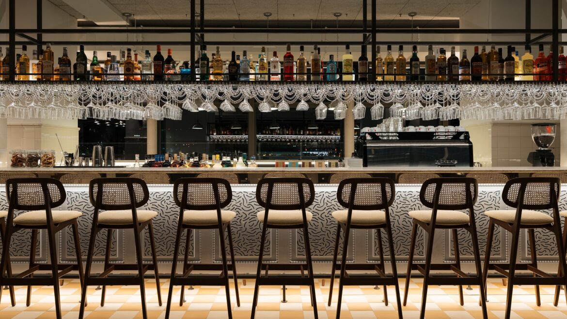 row of chairs in front of lobby bar in Ruby Lilou France