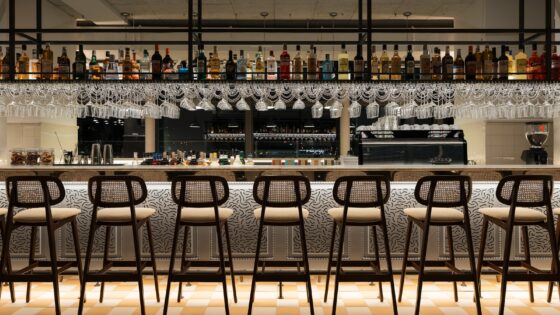 row of chairs in front of lobby bar in Ruby Lilou France