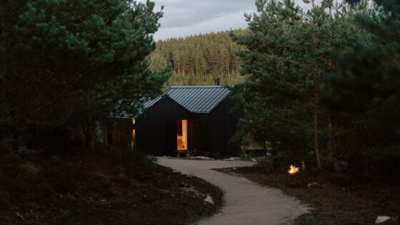 path at dusk leading up to the new KABN in the Cairngorms
